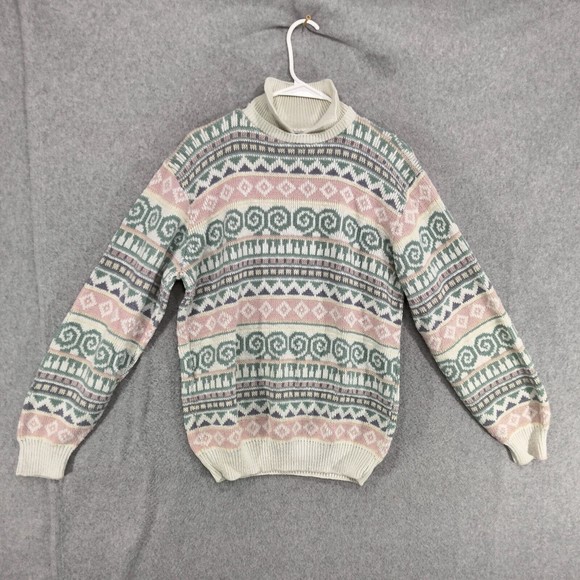 Alfred Dunner Sweaters - VTG Alfred Dunner 80s Sweater Womens Size S Pastel Geometric Collared Preppy